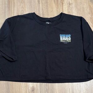 Vans Black Crop Tee with Blue and Gold Logo